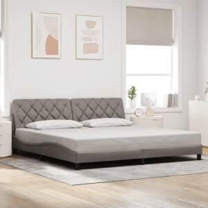 vidaXL Bedframe zonder matras stof taupe 200x200 cm