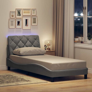 vidaXL Bedframe met LED zonder matras 80x200 cm stof lichtgrijs
