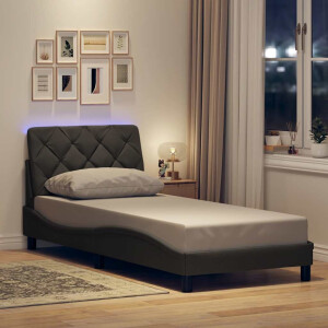 vidaXL Bedframe met LED zonder matras 80x200 cm stof donkergrijs