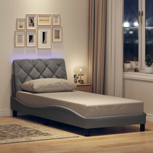 vidaXL Bedframe met LED zonder matras 90x200 cm stof lichtgrijs