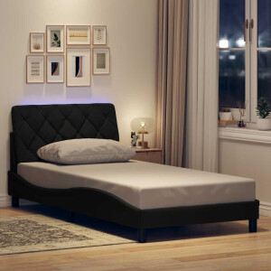 vidaXL Bedframe met LED zonder matras 100x200 cm stof zwart