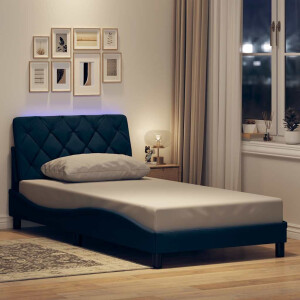 vidaXL Bedframe met LED zonder matras 100x200 cm stof blauw