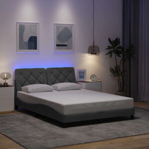vidaXL Bedframe met LED zonder matras 120x200 cm stof lichtgrijs