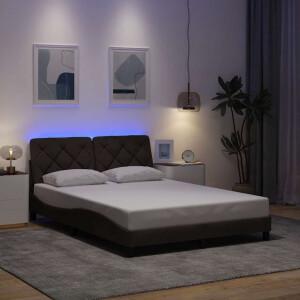 vidaXL Bedframe met LED zonder matras 120x200 cm stof donkerbruin