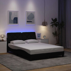 vidaXL Bedframe met LED zonder matras 140x190 cm stof zwart