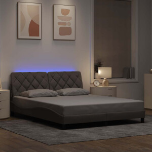 vidaXL Bedframe met LED zonder matras 160x200 cm stof taupe