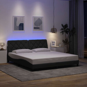 vidaXL Bedframe met LED zonder matras 180x200 cm stof donkergrijs