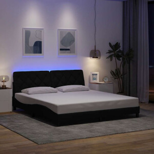vidaXL Bedframe met LED zonder matras 180x200 cm stof zwart