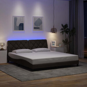 vidaXL Bedframe met LED zonder matras 180x200 cm stof donkerbruin