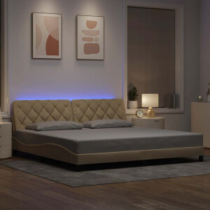 vidaXL Bedframe met LED zonder matras 200x200 cm stof crèmekleurig