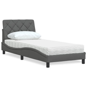 vidaXL Bed met matras stof donkergrijs 80x200 cm