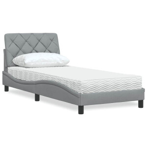 vidaXL Bed met matras stof lichtgrijs 90x190 cm