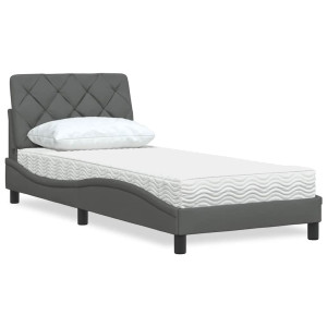 vidaXL Bed met matras stof donkergrijs 90x190 cm