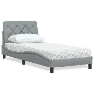 vidaXL Bed met matras stof lichtgrijs 90x200 cm