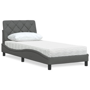 vidaXL Bed met matras stof donkergrijs 90x200 cm