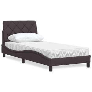 vidaXL Bed met matras stof donkerbruin 90x200 cm