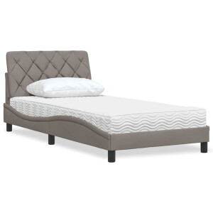 vidaXL Bed met matras stof taupe 100x200 cm