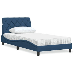 vidaXL Bed met matras stof blauw 100x200 cm