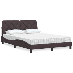 vidaXL Bed met matras stof donkerbruin 120x200 cm