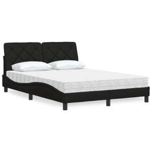 vidaXL Bed met matras stof zwart 140x190 cm
