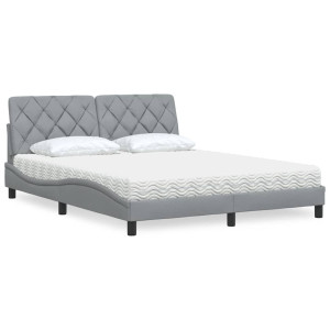 vidaXL Bed met matras stof lichtgrijs 160x200 cm