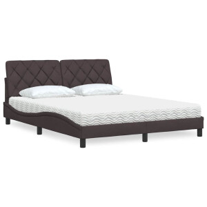 vidaXL Bed met matras stof donkerbruin 160x200 cm