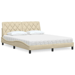 vidaXL Bed met matras stof crèmekleurig 160x200 cm