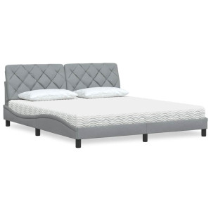 vidaXL Bed met matras stof lichtgrijs 180x200 cm