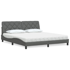 vidaXL Bed met matras stof donkergrijs 180x200 cm