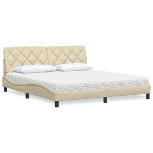 vidaXL Bed met matras stof crèmekleurig 180x200 cm