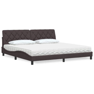 vidaXL Bed met matras stof donkerbruin 200x200 cm