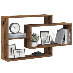 vidaXL Wandschap 104x20x58,5 cm bewerkt hout oud houtkleurig
