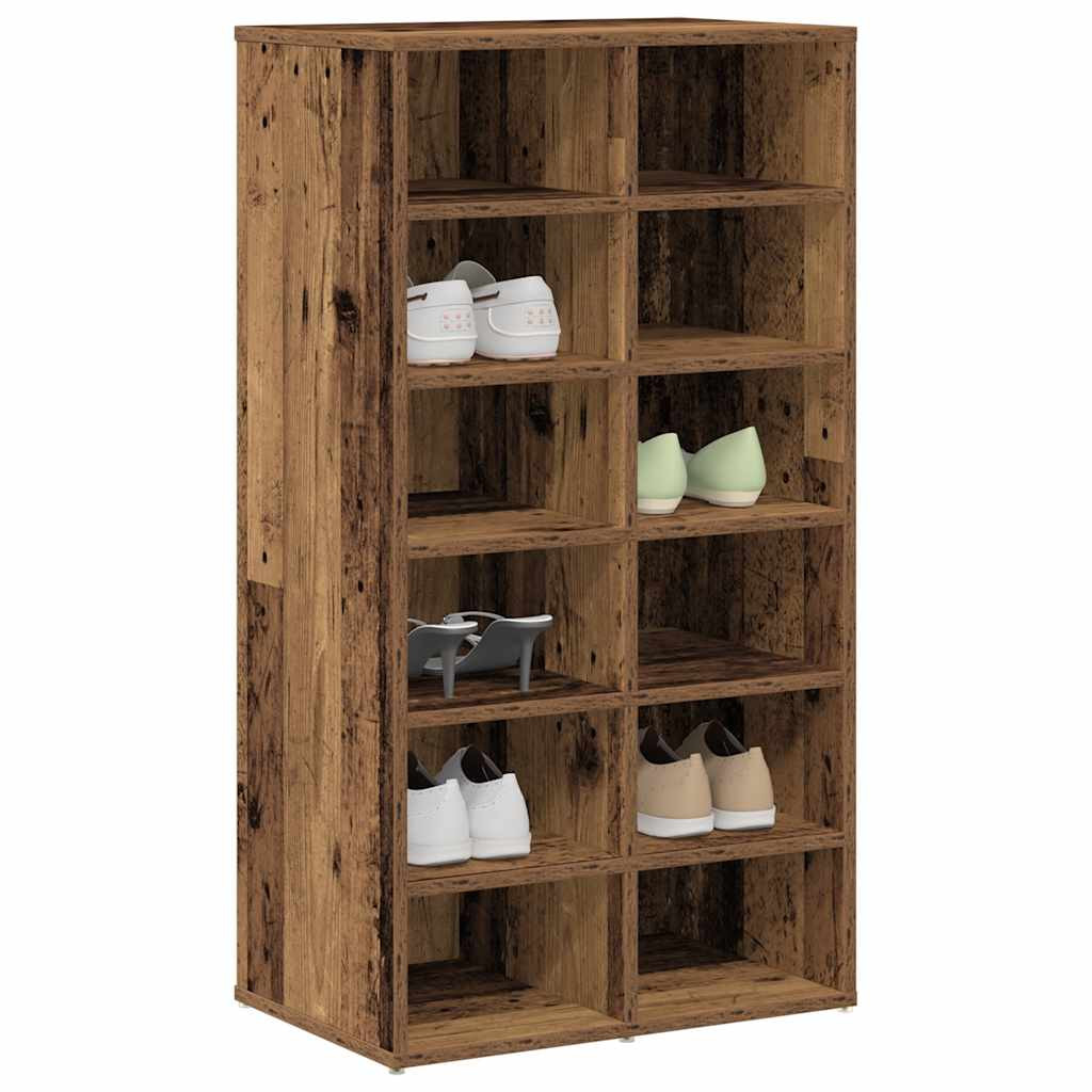 vidaXL Schoenenrek 54x34x100,5 cm bewerkt hout oud houtkleurig