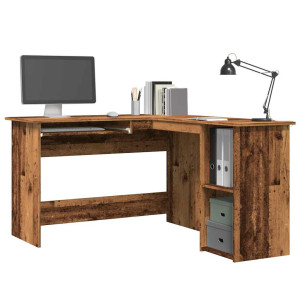 vidaXL Hoekbureau 120x140x75 cm bewerkt hout oud houtkleurig