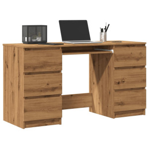 vidaXL Bureau 140x50x77 cm bewerkt hout artisanaal eikenkleur