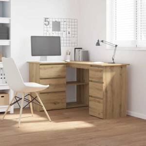 vidaXL Hoekbureau 145x100x76 cm bewerkt hout artisanaal eikenkleur