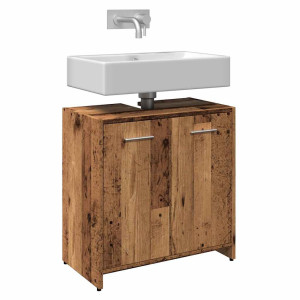 vidaXL Wastafelkast 60x33x60 cm bewerkt hout oud houtkleurig