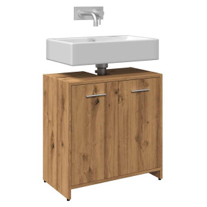 vidaXL Wastafelkast 60x33x60 cm bewerkt hout artisanaal eikenkleurig