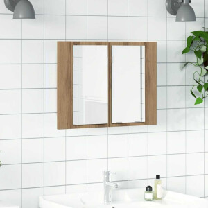 vidaXL Spiegelkast LED 60x12x45 cm bewerkt hout artisanaal eikenkleur