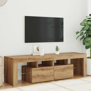vidaXL Tv-meubel met LED 140x36,5x40 cm bewerkt hout artisanaal eiken