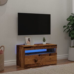 vidaXL Tv-meubel met LED 75x35x40 cm bewerkt hout oud hout