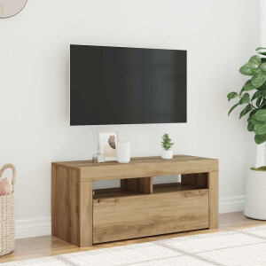 vidaXL Tv-meubel met LED 90x35x40 cm bewerkt hout artisanaal eiken
