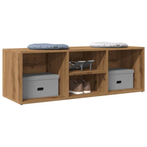 vidaXL Schoenenopbergbank 105x35x35 cm bewerkt hout artisanaal eiken