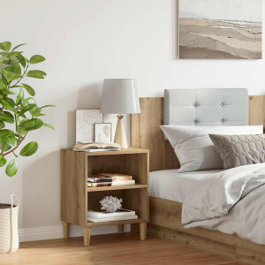 vidaXL Nachtkastje 40x30x50 cm bewerkt hout artisanaal eikenkleur