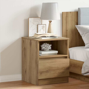 vidaXL Nachtkastje 40x40x50 cm bewerkt hout artisanaal eikenkleur