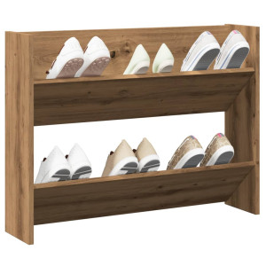 vidaXL Wandschoenenkast 80x18x60 cm bewerkt hout artisanaal eikenkleur