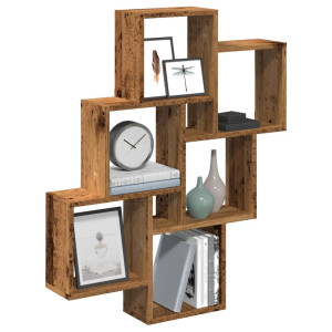 vidaXL Wandschap kubus 78x15x93 cm bewerkt hout oud houtkleurig