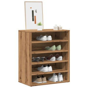 vidaXL Schoenenkast 60x35x70 cm bewerkt hout artisanaal eikenkleur