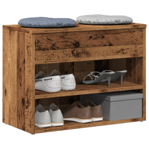 vidaXL Schoenenbank 60x30x45 cm bewerkt hout oud houtkleurig