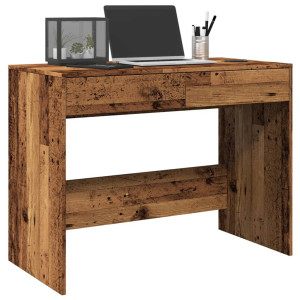 vidaXL Bureau 101x50x76,5 cm bewerkt hout oud houtkleurig